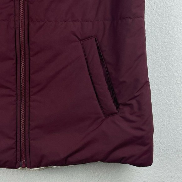 The North Face Vest Women's S Reversible Puffer Sherpa Fleece Full Zip Red White - Picture 9 of 11